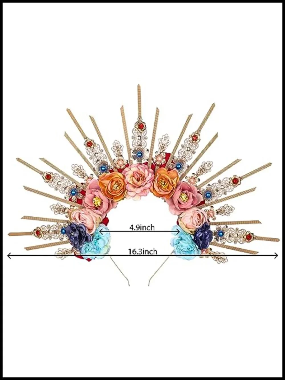 Handmade Blue Rose Halo Crown Renfaire Woodland Flower Headpiece for Women